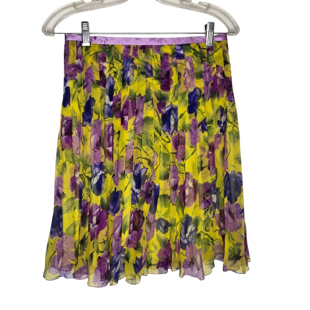Vintage Fairy Silk Flutter Skirt Floral Pleated Ethereal WDNY Dainty Womens 4